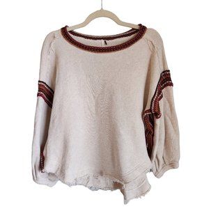 Free People Trudy Pullover Top in Cream small Sweater Thermal Boho Oversized